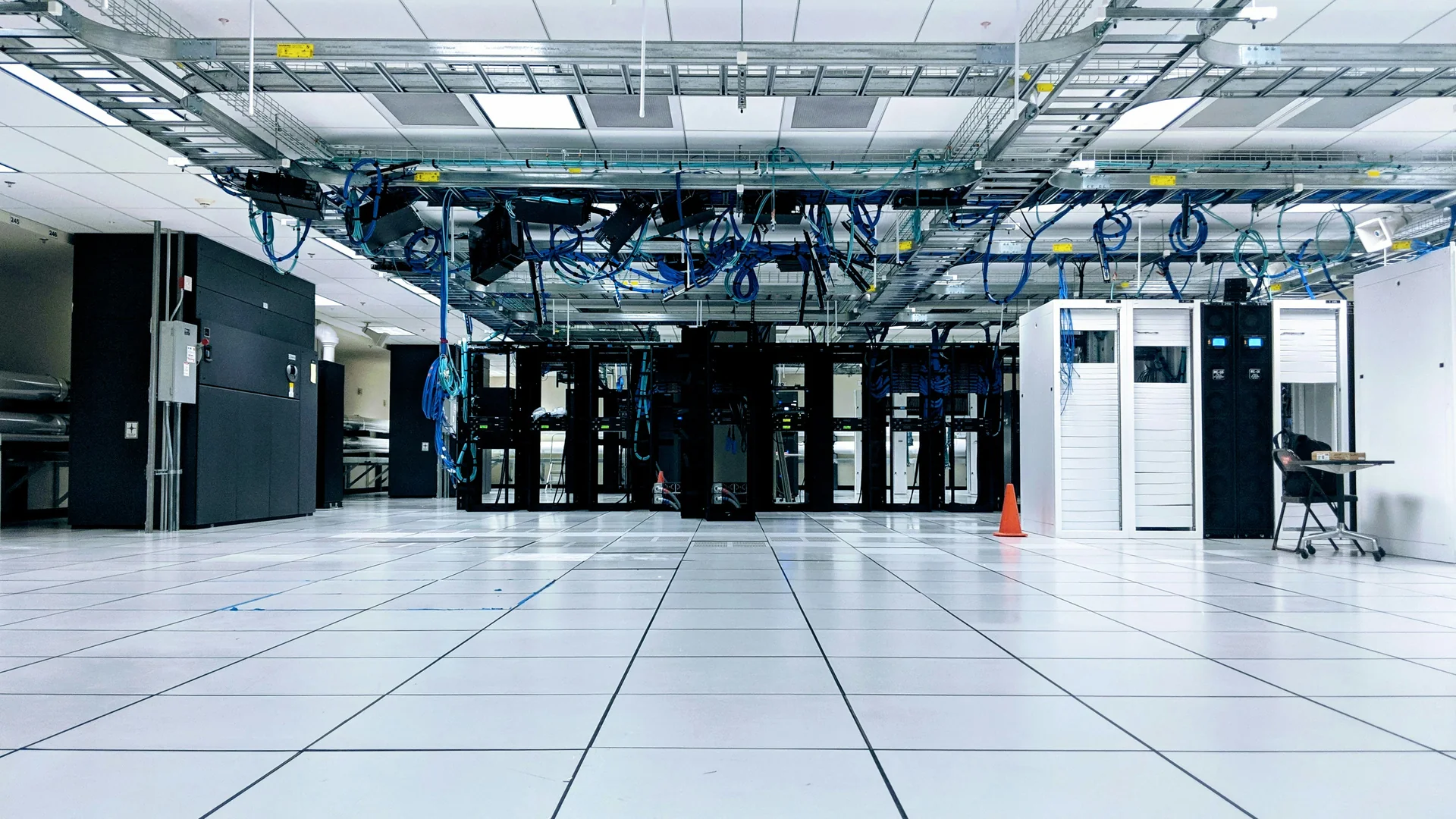 A professionally equipped data center with rows of servers